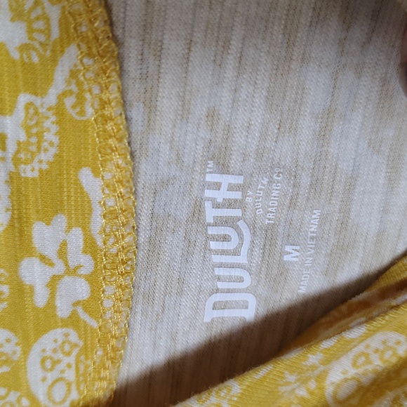 Duluth Trading Company Gold Dress W Mushroom Print, Front Tie & Pockets M - Picture 7 of 7